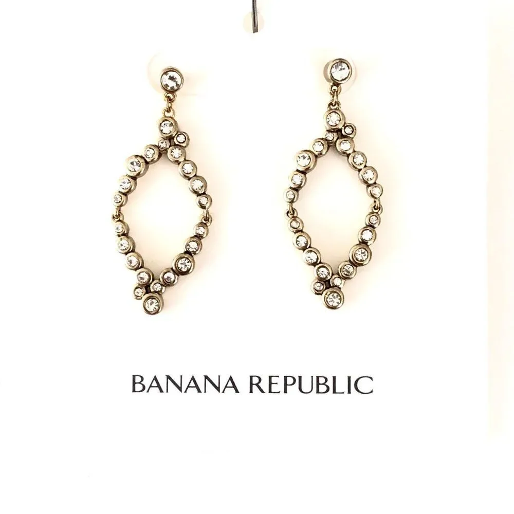 Banana Republic Riveria Crystal Point Hoop Earrings NWT 45